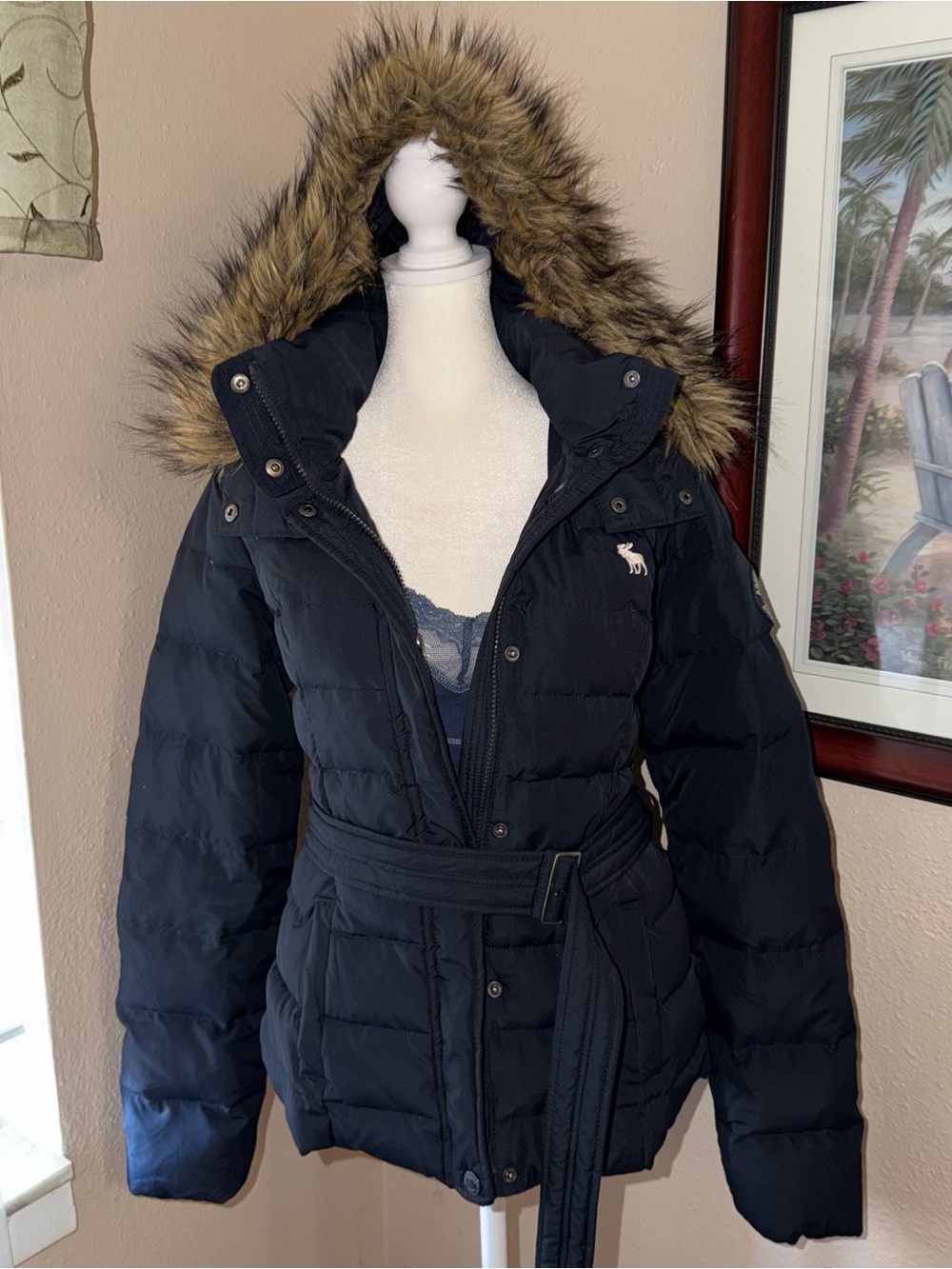 Vintage Y2K Abercrombie & Fitch 2000s Faux Fur Hooded Puffer Jacket
